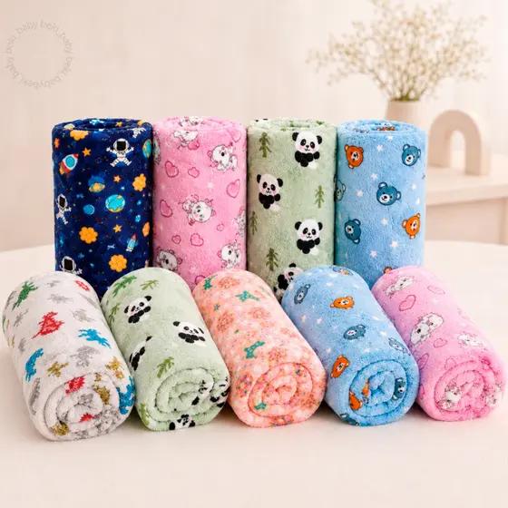 Kit Manta 100cm x 80cm Bebê Infantil Super Macio Inverno Cobertor Microfibra