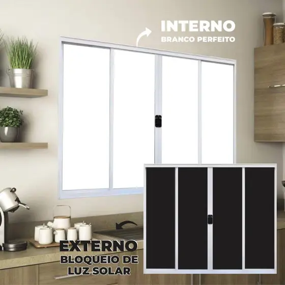 Adesivo Blackout Branco Blecaute Bloqueia Luz Papel de Parede Envelopamento de vidro, Janela e Porta