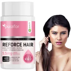 Reforce Hair Suplemento - Coenzima Q10 + Ácido Pantotênico + Selênio - Cabelos Unhas  Pele - 60 Caps