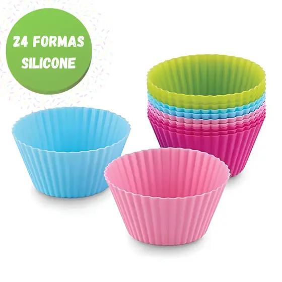 Kit 24 Forminhas Assadeira Bolinho de Silicone