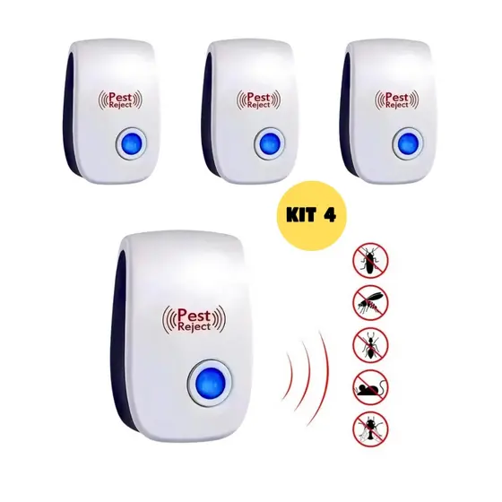 KIT Repelente Eletrônico Ultrassônico Mosca Pernilongos Baratas Morcegos