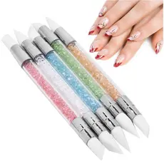 Kit 5 Pincéis Silicone Decoração Unhas 3D Profissional Nail Art