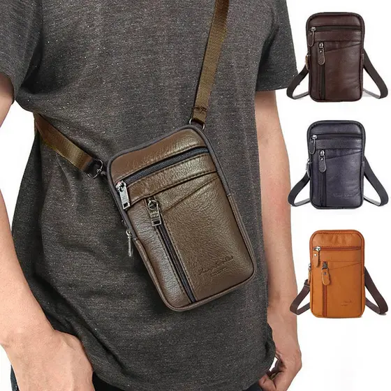 Mini Bolsa De Ombro De Couro Multifuncional Masculina – Capa De Telefone Crossbody E Peito Presente De Transporte Diário