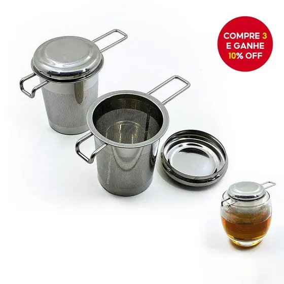 Conjunto de Infusor de Chá de Malha de Aço Inoxidável com Filtro Reutilizável para Bule e Caneca