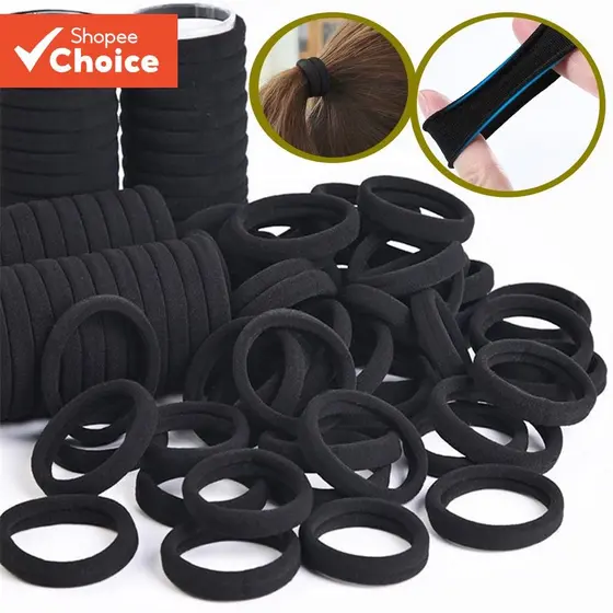 Pacote A Granel Elásticos De Cabelo Preto Faixas De Borracha De Rabo De Cavalo Acessíveis Para Mulheres E Estudantes