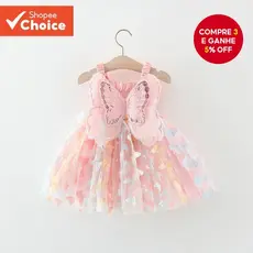 Vestido Tipo Estilingue Borboleta 2025 Para Bebês Meninas De Festa De Princesa Rosa 0-3 Anos Roupa De Convidados De Casa