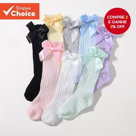 Meias De Laço Sólidas Para Bebês Meninas De 0-3 Anos De Idade Recém-Nascido Lata Longa Overknee High