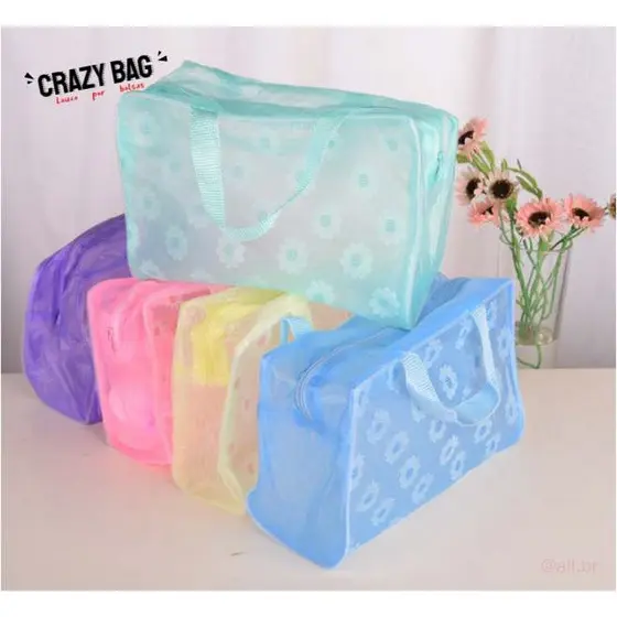 Bolsa Cosmética Floral À Prova D'água – Organizador De Produtos De Higiene Pessoal E Maquiagem Para Viagem De Grande Cap