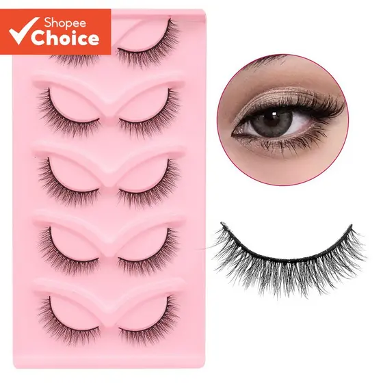 5 Pares Milai-YJ-LN80 Cílios 11mm 3D C-Curl Fofos Naturais Extensão Longa Feita À Mão Falsos
