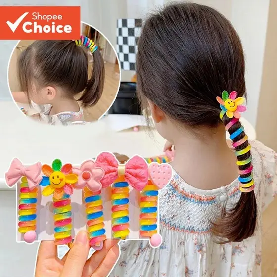 Laços De Cabelo De Bobina Colorida Para Meninas , Suportes De Rabo De Cavalo Fofos De Desenho Animado , Ferramenta De Tr