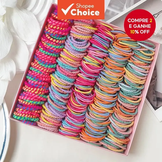 Faixas De Cabelo Elásticas Coloridas Para Crianças-100 Peças De Laços Elásticos Macios Meninas-Conjunto De Acessórios De
