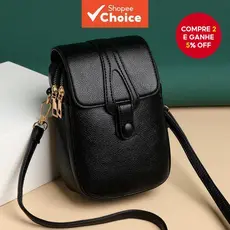 Crazy Bag Mini Bolsa Multifuncional Feminina De Couro Para Celular/Esporte