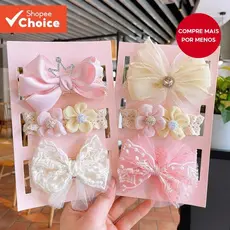 Conjunto De Grampo De Cabelo Com Coroa De Flor De Renda Para Crianças E Meninas , Laço De Princesa Recém-Nascida