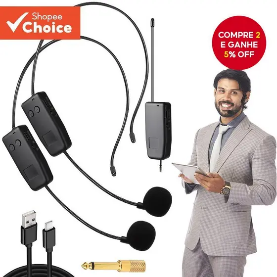 Receptor Transmissor De Microfone Sem Fio Montado Na Cabeça 2.4G Para Ensino De Alto-Falante De Voz Amplificador