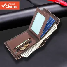 Carteira Curta Masculina – Design Crossbody De Bolso De Moedas Com Zíper De Couro Costurado Moderno 