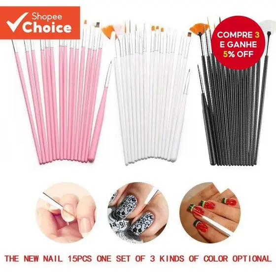15pcs Pincel de Pintura Detalhe Miniatura para Acrílico, Aquarela, Óleo e Modelos Artísticos