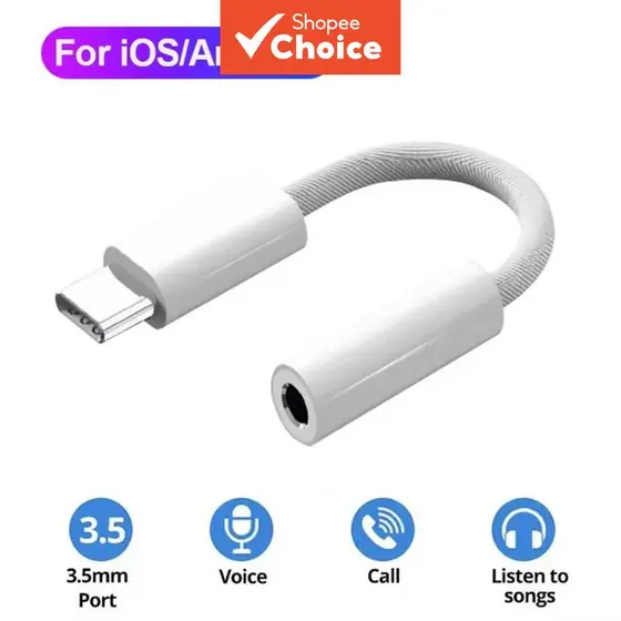 Adaptador de fone de ouvido USB Tipo C para 3,5 mm, cabo conversor de áudio USB-C para 3,5 mm compatível com iPhone 15