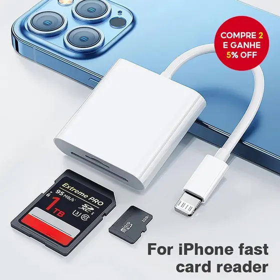Adaptador De Cartão 2 Em 1 Para Iphone 8 A 14 SD TF Conversor De Dados IOS Light-ning