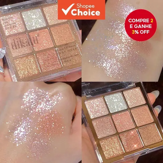 Paleta De Sombras De Floco De Neve De Natal Com Brilho De 9 Cores DIKALU-Maquiagem Para Olhos Totalmente Pérola E Diaman