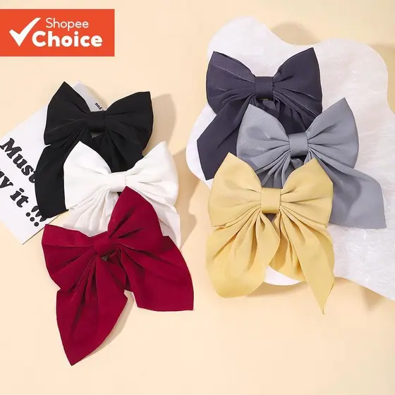 Grampo De Laço De Cabelo De Cetim Para Meninas , Infantil De Cor Sólida , Presilhas De Borboleta