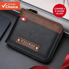 Ultra-Fino RFID Retro Emendado Contraste Cor Zíper Carteira Curta Juventude Casual Multifuncional Cartão De Couro Bolsa