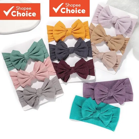 Conjunto De 3 Peças De Tiaras Para Bebês Meninas , Laços Com Nó De Nylon Macio , Acessórios Cabelo Recém-Nascidos