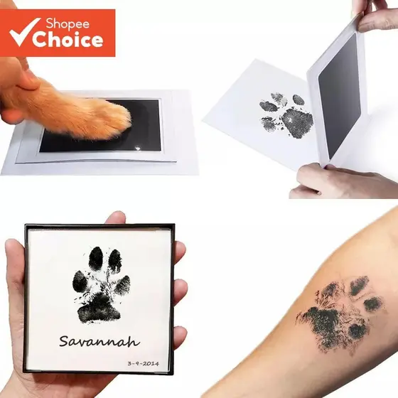 Kit De Impressão De Pata De Animal De Estimação , Almofada De Tinta De Toque Limpo Com Professor E Gato Conjunto De Cari