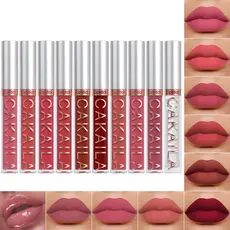 Conjunto De 10 Peças De Brilho Labial À Prova D'água Óleo Batom Líquido De Veludo Fosco De Longa Duração , Malva Vermelh
