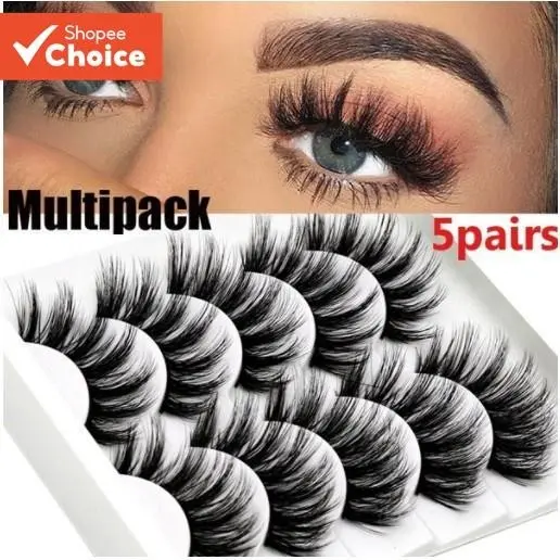 5 Pares Cílios 3d Falsos Natureza Feita A Mão