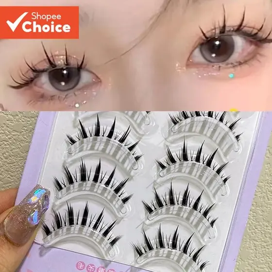 5 Pares De Cílios Postiços Grossos Naturais Japoneses Para Iniciantes Em Olhos Grandes Estender Cômicos