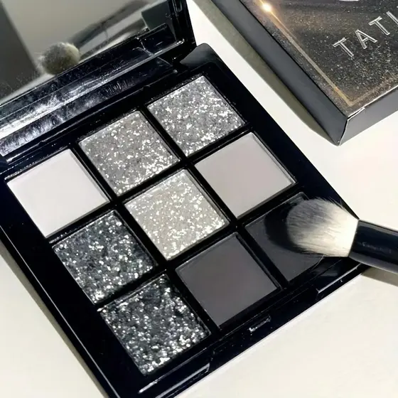 Sombra De Paleta De 9 Cores-Cinza Terroso Dourado Marrom Fosco Brilho Maquiagem