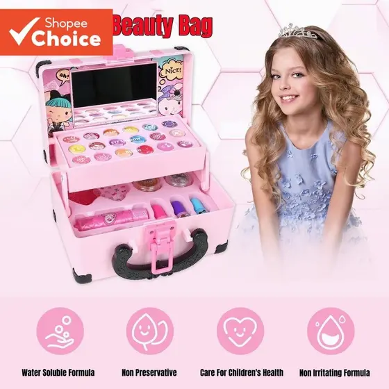 Kit De Maquiagem Infantil De 30 Peças , Cosméticos Laváveis , Conjunto Portátil De Princesa , Presente De Feriado