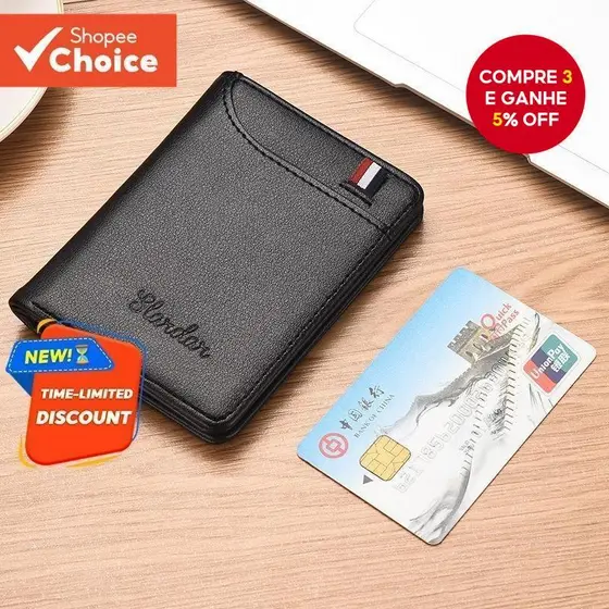 Carteira Vertical Ultrafina Masculina-Porta-Cartões Fino Para Licença E Moedas ​