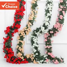 Guirlanda De Hera De Rosa Artificial-Decoração De Videira De Flor De Seda Para Casamento E Casa