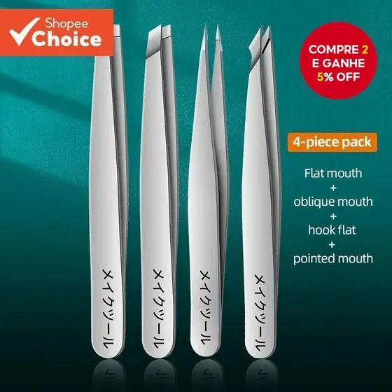 Pinça De Precisão De Aço Inoxidável Para Sobrancelhas , Remoção De Pelos Faciais , Pontas Angulares De Cravos , Conjunto