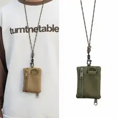 Bolsa De Pescoço De Lona Japonesa Original – Mini Porta-Moedas E Cartão Com Zíper Cordão Para Homens Mulheres