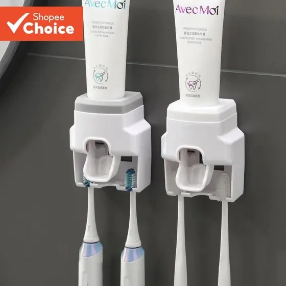 Dispensador Automático De Pasta De Dente De 1 Unidade : Suporte E Espremedor Criativo De Escova De Dentes Montado Na Par