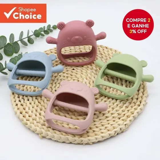 Brinquedo De Dentição De Bebê Adequado Para Luva molar De silicone De Qualidade Alimentar Bebês De 3 Meses