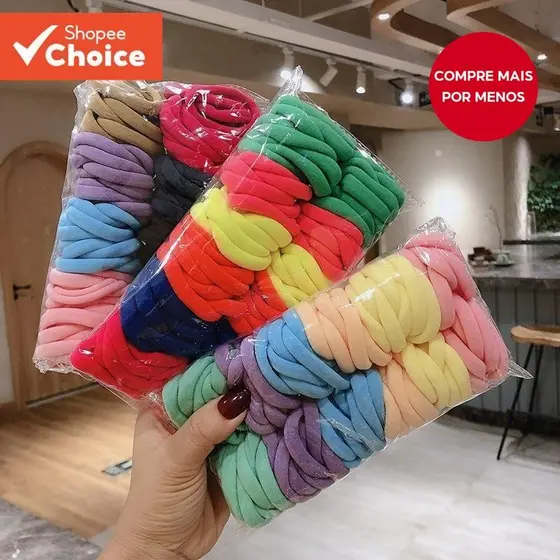 100 Peças De Laços De Cabelo De Toalha Sem Costura De Alta Elasticidade-Faixas Coloridas Doces Para Mulheres