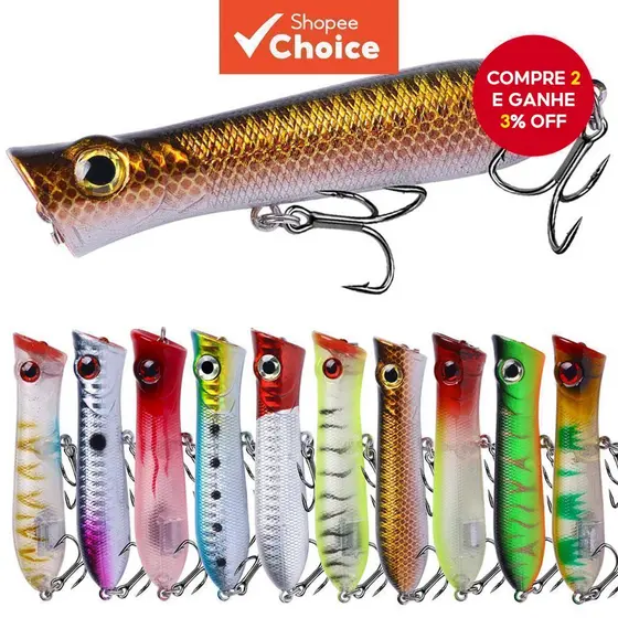 HENGJIA 1 Pcs Topwater Popper Wobblers Isca De Pesca De Plástico 8.3 Cm/10.7g Baixo Pike Carpa Crankbait Dura Artificial
