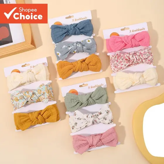 Meninas Doce Impressão Bownot Bandana Crianças Algodão Macio Headwear Recém-Nascido Boutique Acessórios Para O Cabelo El