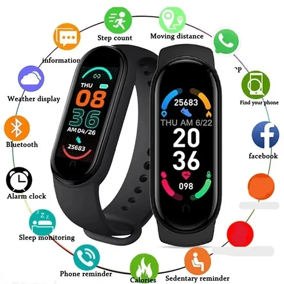 M6 Pulseira Inteligente Monitor De Pressão Arterial Esportes Banda Fitness Pulseiras À Prova Dwaterproof Água Smartwatch