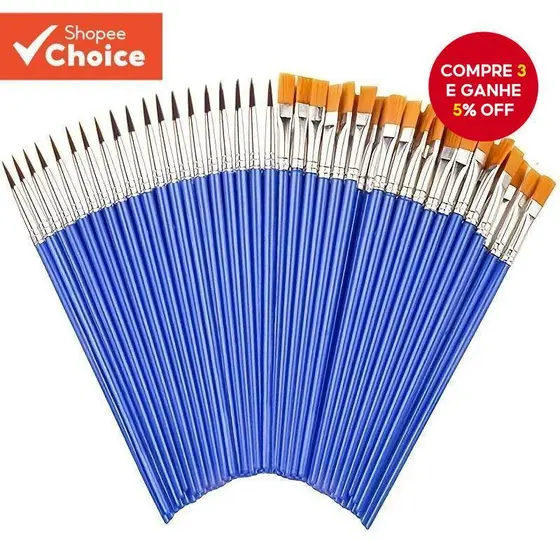 Conjunto De Pincéis De Pintura Profissional 20 Peças , Canetas De Vários Tamanhos De Cerdas De Nylon , Papelaria Escolar