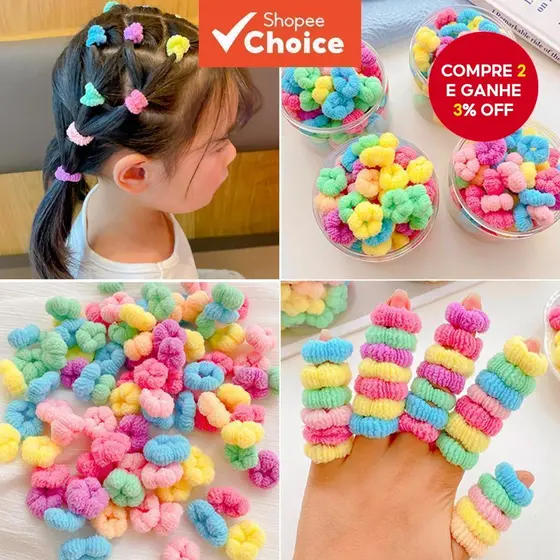 100 Peças Laços De Cabelo Infantis Sem Costura Nylon Elástico Danos Suportes De Rabo De Cavalo Para Meninas