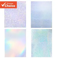 Papel Holográfico Da Etiqueta Do Vinil A4 10 Pces , Filme Impermeável Autoadesivo Claro , Com Estrela Arco-Íris Ponto Ba