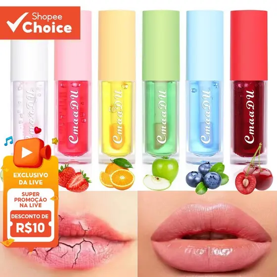 CmaaDu 6 Cores Frutas Hidratante Mudança De Cor Maquiagem Brilho Labial , Copo Antiaderente À Prova D'água Escolha Ofici