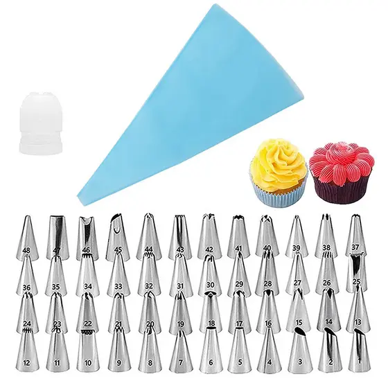 Conjunto De Saco De Decoração De silicone , 26/50 Peças , Feijão , Ordenha , Bolo , Ferramentas De Cozimento