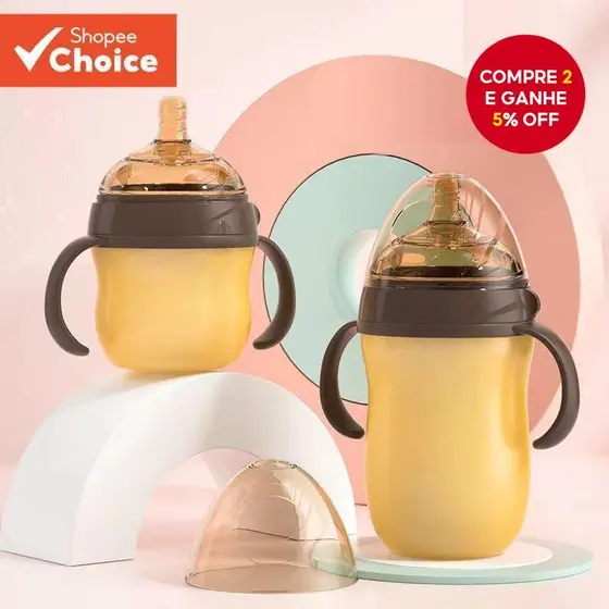 Copo De Silicone Para Bebê Nano Silver-Garrafa De Água Resistente A Germes Com Alça , Opções De 150ml/250ml Bebês E Cria