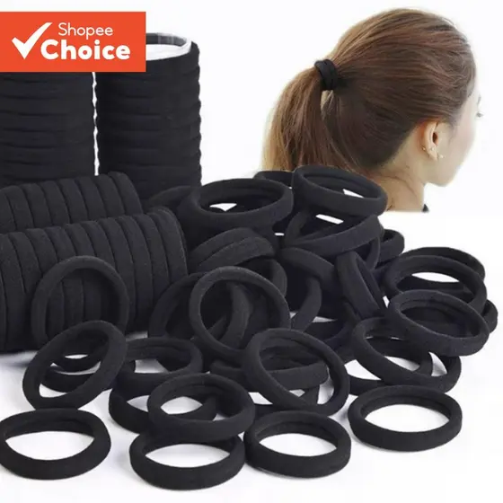 Laços De Cabelo Pretos Sem Costura – Faixas Elásticas Para Mulheres E Meninas , Suportes Suaves Rabo De Cavalo