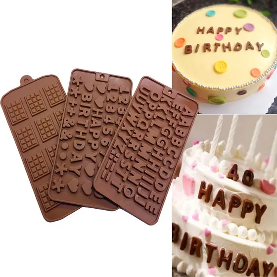 Número Carta Silicone Molde De Chocolate Do Bolo Fondant Ferramentas De Decoração DIY Cozimento